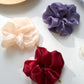 Chic Glass Yarn Purple Scrunchy with Birth Flower Pendant