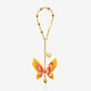 Handmade Yellow-Orange Butterfly & Flower Car Mirror Hanging Accessory