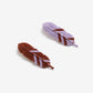 Set of Two Handmade Plume Hair Clips, Lavender and Brick Red