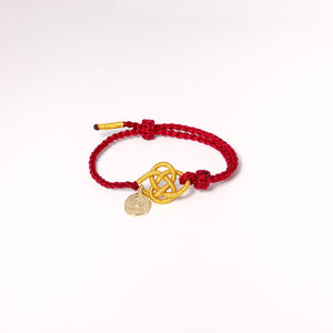 Red Stands Braided Lucky Chinese Copper Coins Knot Bracelet