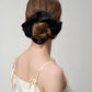 Chic Glass Yarn Black Scrunchy with Birth Flower Pendant