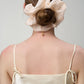 Chic Glass Yarn Cream Scrunchy with Birth Flower Pendant