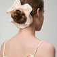 Chic Glass Yarn Cream Scrunchy with Birth Flower Pendant