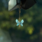 Handmade Blue Butterfly & Flower Car Mirror Hanging Accessory