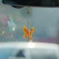 Handmade Yellow-Orange Butterfly & Flower Car Mirror Hanging Accessory