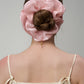 Chic Glass Yarn Pink Scrunchy with Birth Flower Pendant