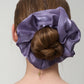 Chic Glass Yarn Purple Scrunchy with Birth Flower Pendant