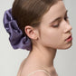 Chic Glass Yarn Purple Scrunchy with Birth Flower Pendant