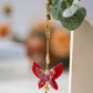 Handmade Red Butterfly & Flower Car Mirror Hanging Accessory