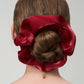 Chic Glass Yarn Ruby Scrunchy with Birth Flower Pendant